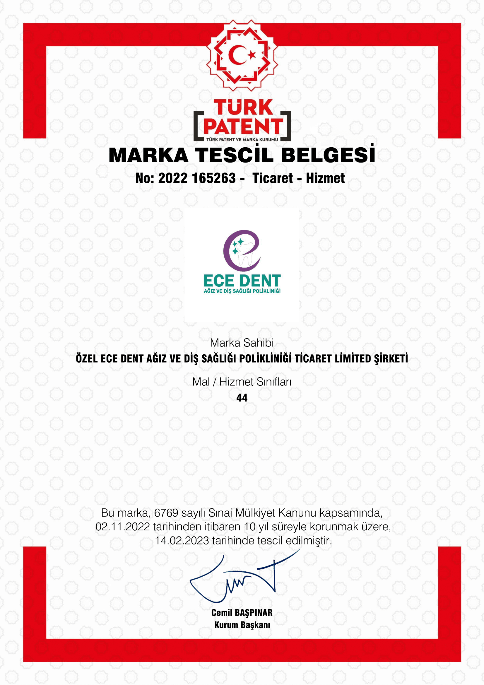 MARKA TESCİL ECE DENT-1